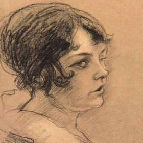 PORTRAIT OF YOUNG WOMAN IN PROFILE, an art piece by Edgar Chahine 